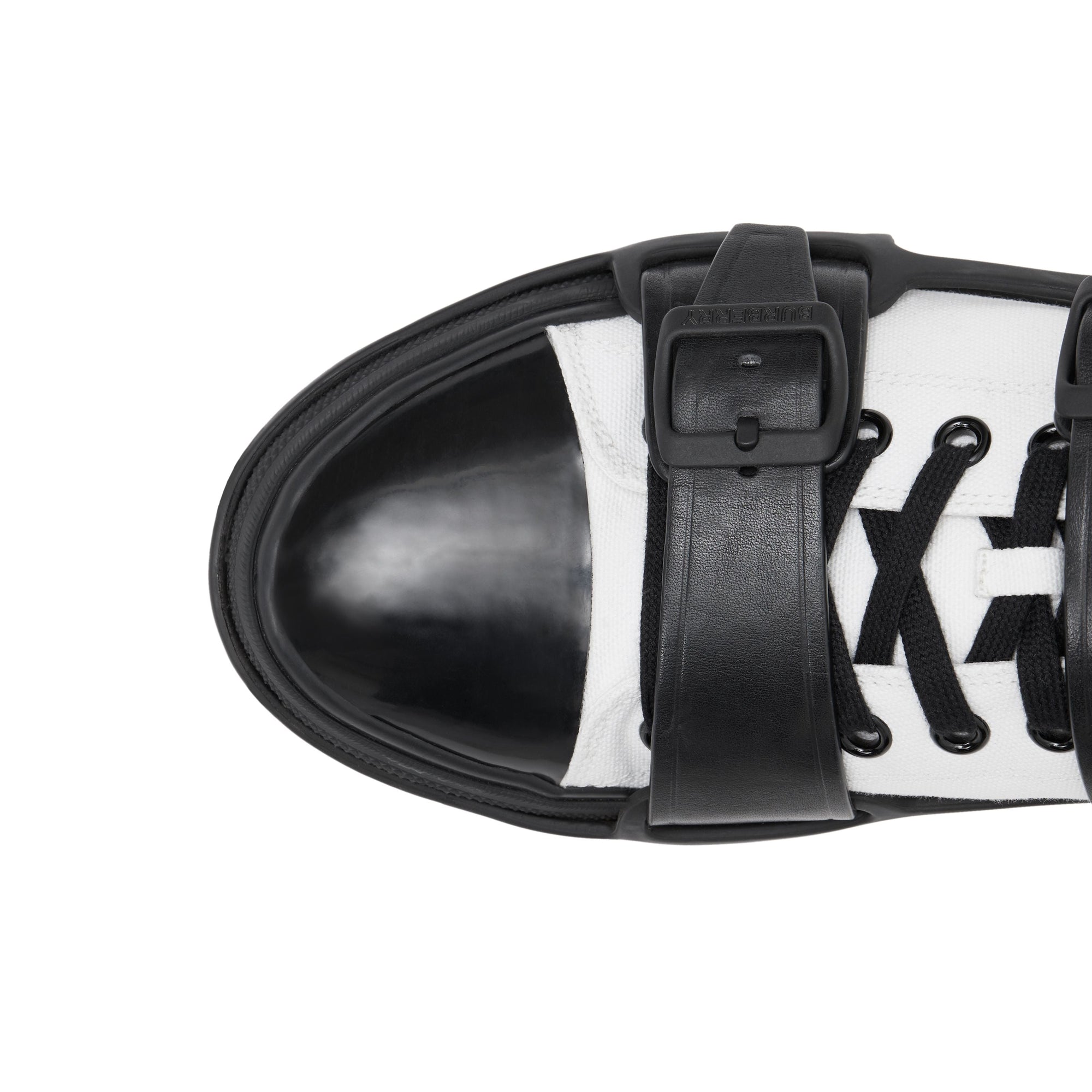 Sneakers webb en coton et cuir - Noir