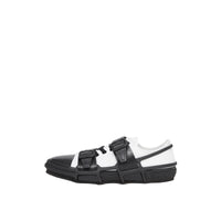 Sneakers webb en coton et cuir - Noir