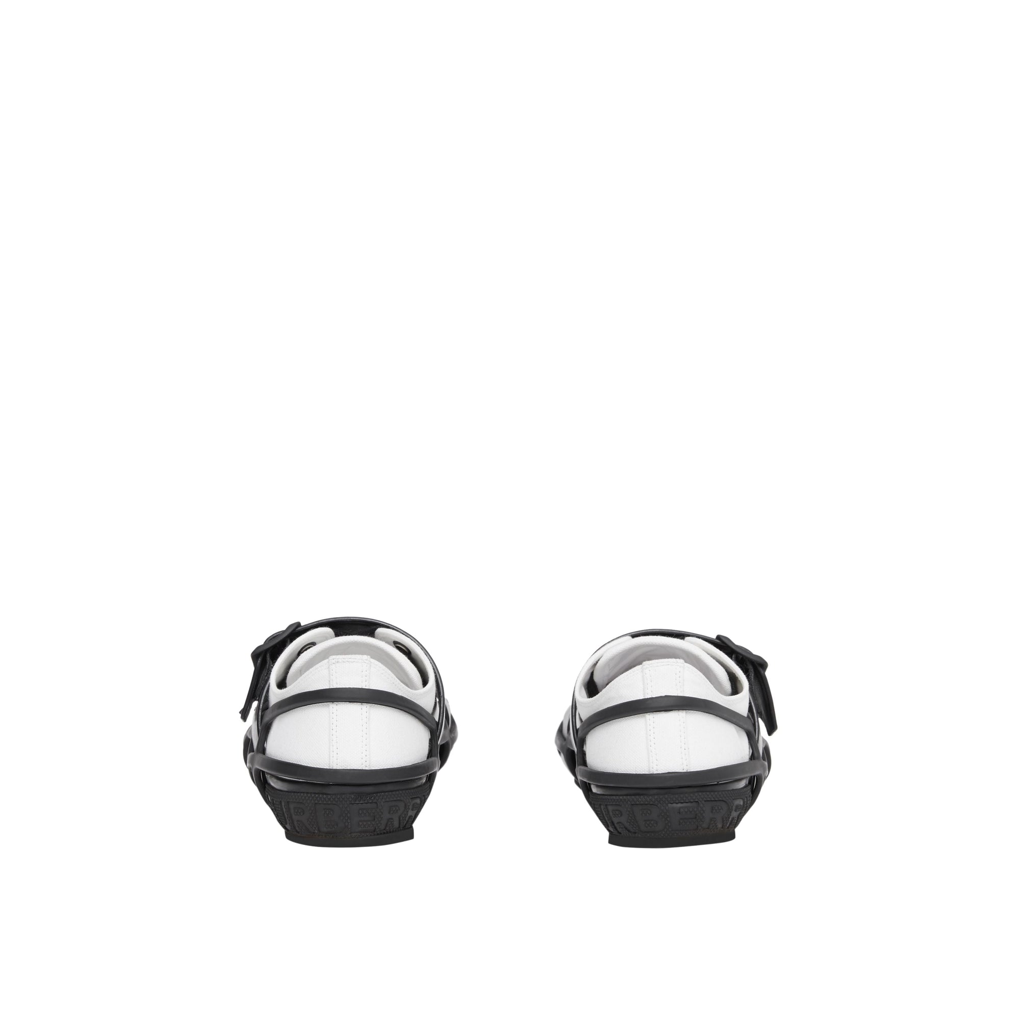 Sneakers webb en coton et cuir - Noir
