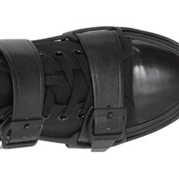 Sneakers webb en coton et cuir - Noir