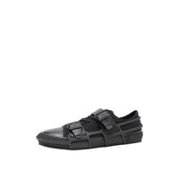 Sneakers webb en coton et cuir - Noir