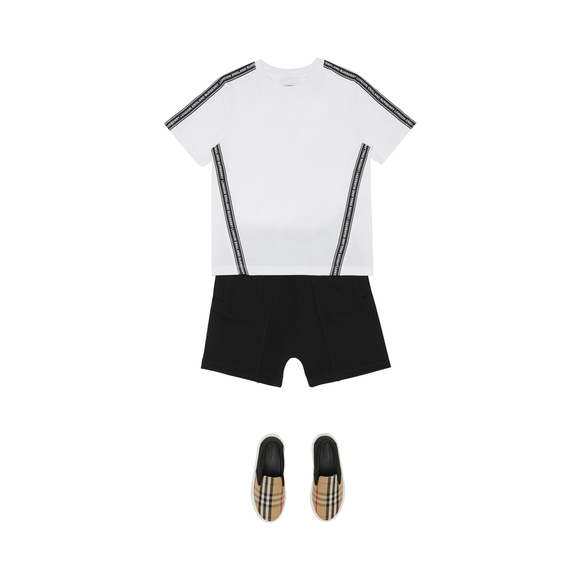 WHITE T-shirt en coton avec bandes à logo