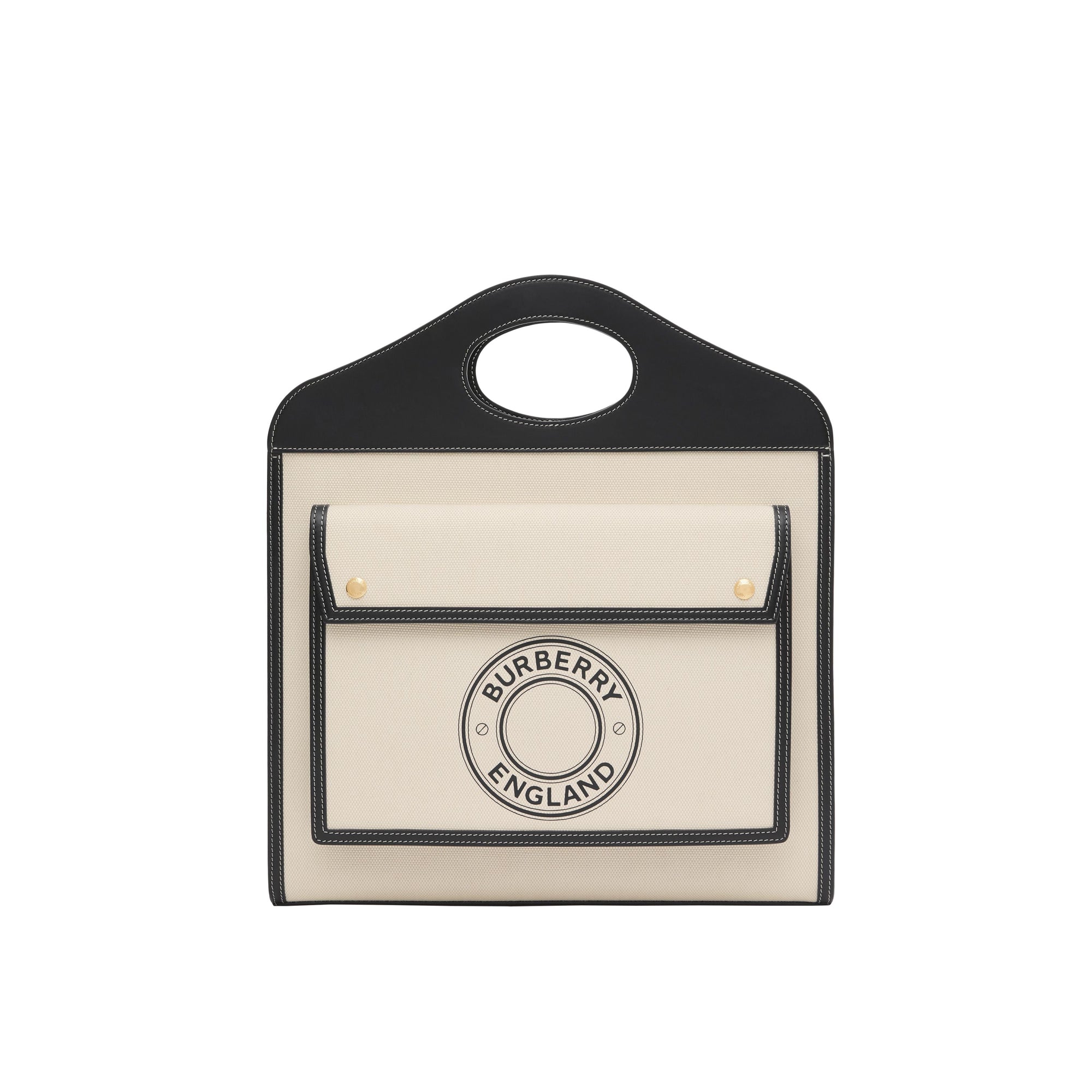 BLACK/WHITE Sac Pocket moyen en toile et cuir à logo