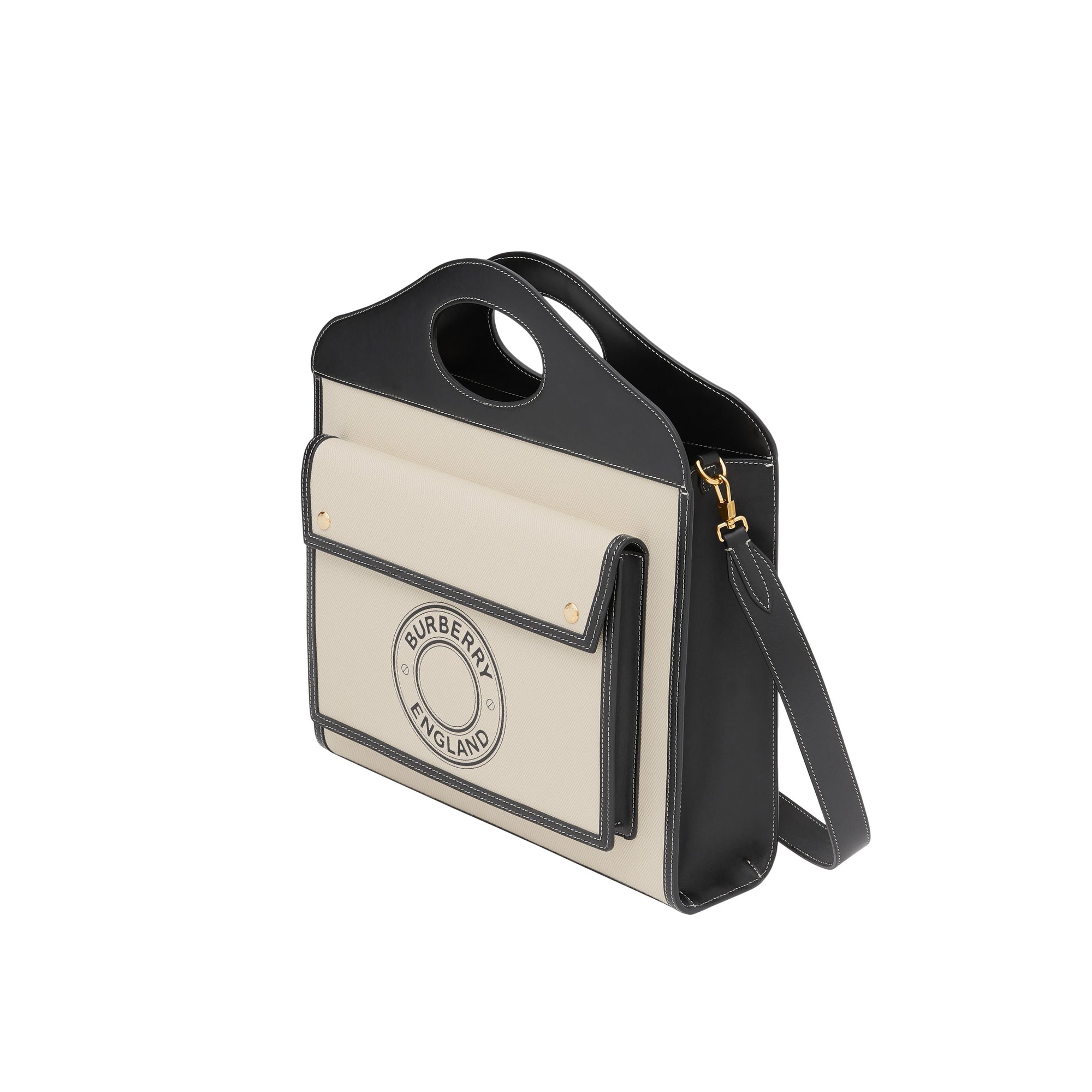 BLACK/WHITE Sac Pocket moyen en toile et cuir à logo