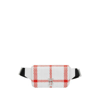 Sac banane lola en cuir tressé - Blanc & rouge