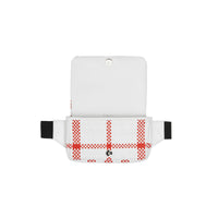 Sac banane lola en cuir tressé - Blanc & rouge