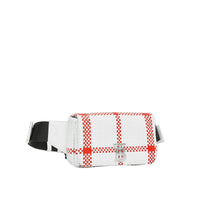 Sac banane lola en cuir tressé - Blanc & rouge