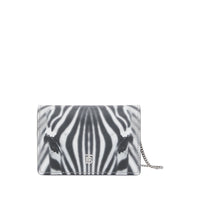 Porte-cartes en cuir à imprimé zèbre avec sangle amovible - Noir