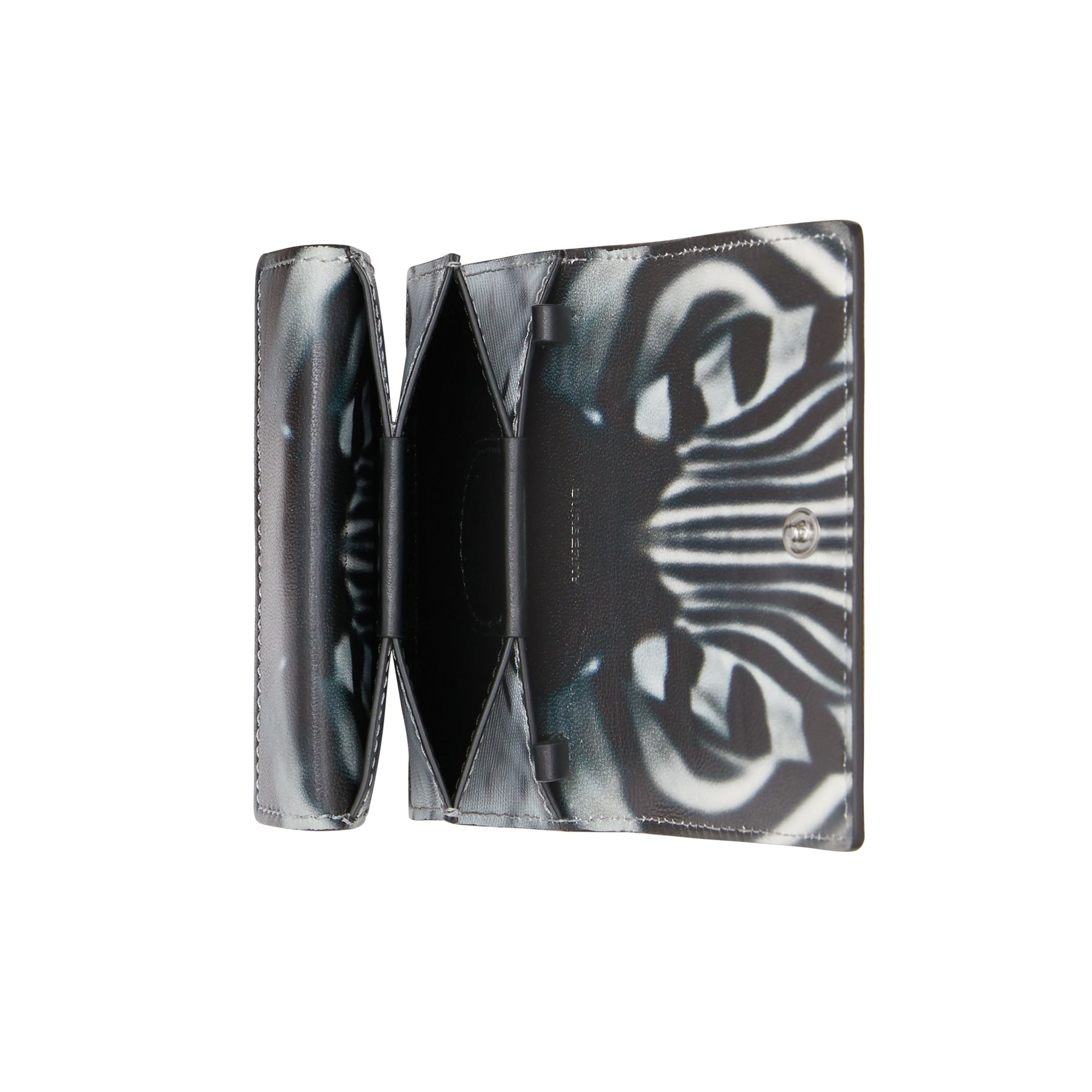 Porte-cartes en cuir à imprimé zèbre avec sangle amovible - Noir