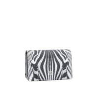 Porte-cartes en cuir à imprimé zèbre avec sangle amovible - Noir