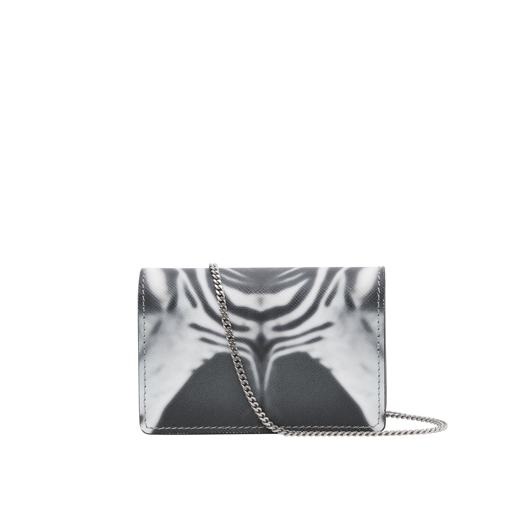 Porte-cartes en cuir à imprimé zèbre avec sangle amovible - Noir