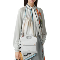 Mini sac Pocket en cuir embossé - Gris Galet Clair