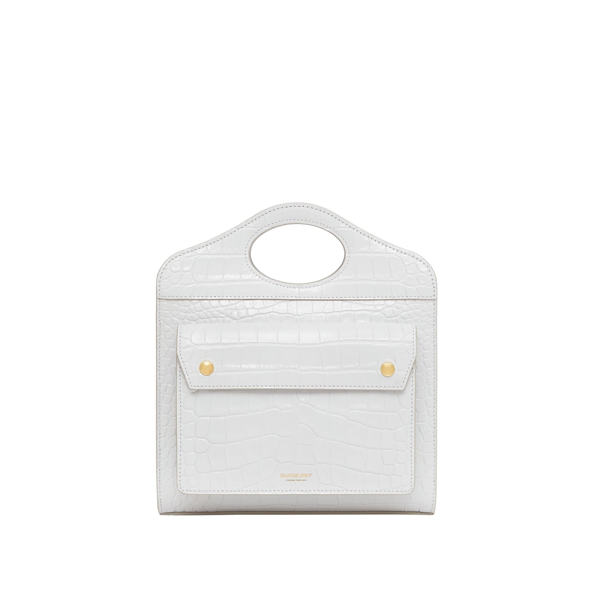 Mini sac Pocket en cuir embossé - Gris Galet Clair