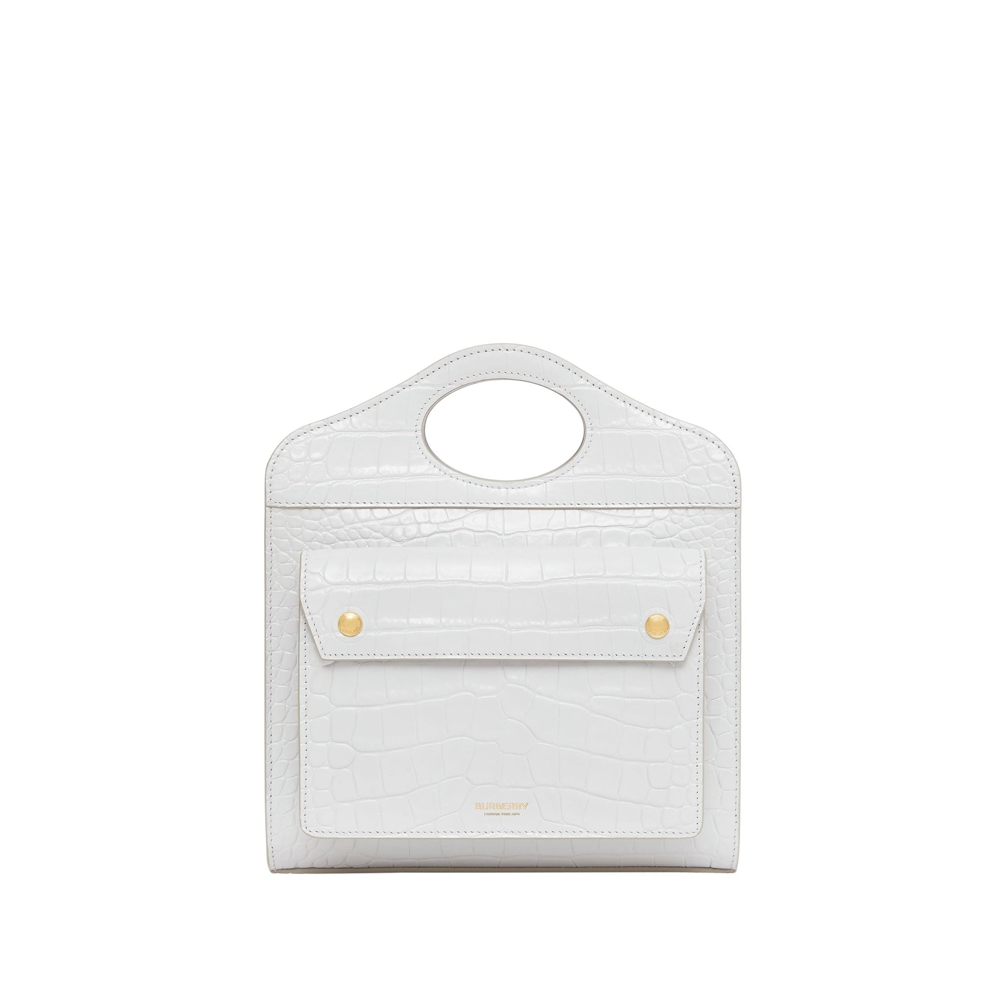 Mini sac pocket en cuir embossé - Gris galet clair