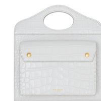 Mini sac Pocket en cuir embossé - Gris Galet Clair