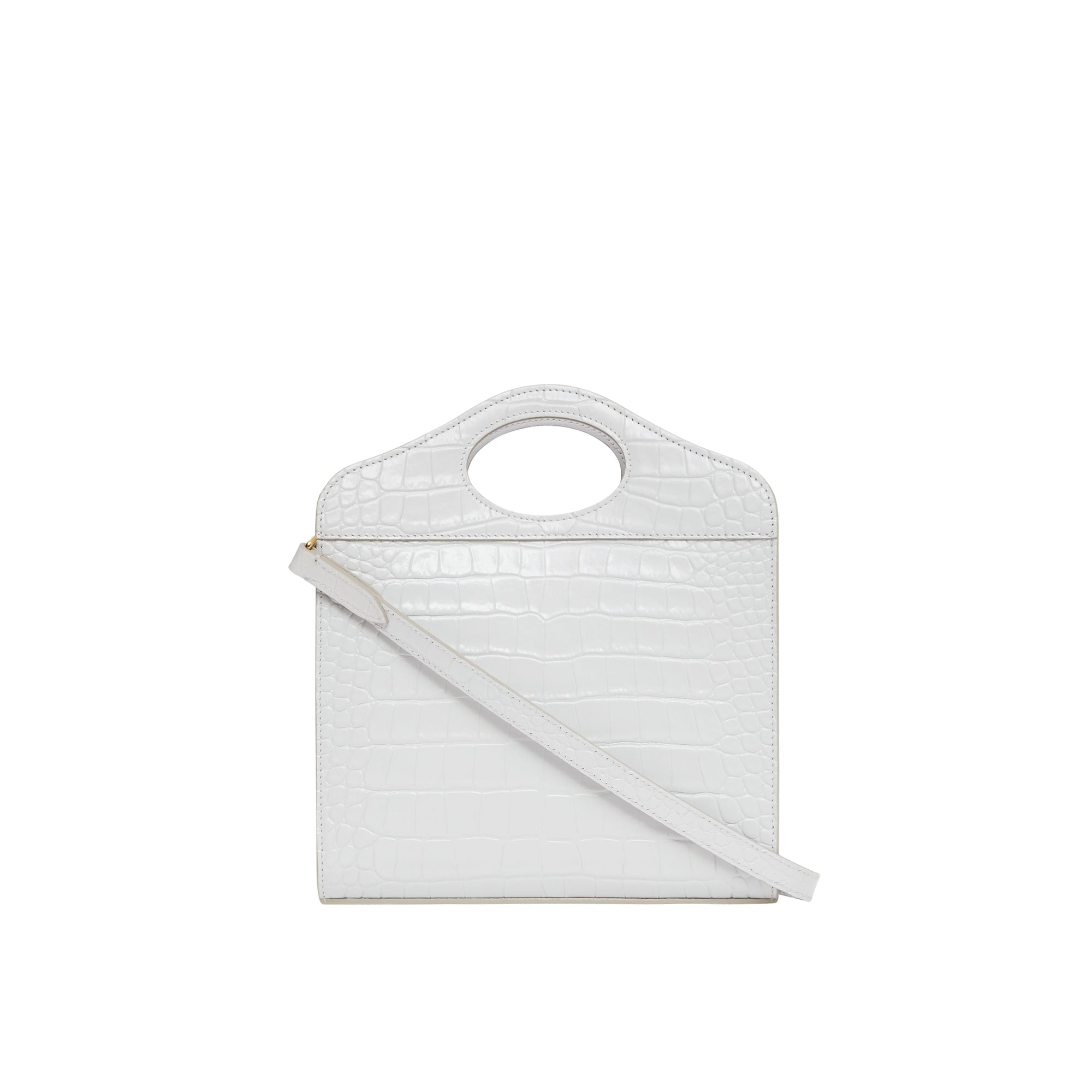 Mini sac pocket en cuir embossé - Gris galet clair