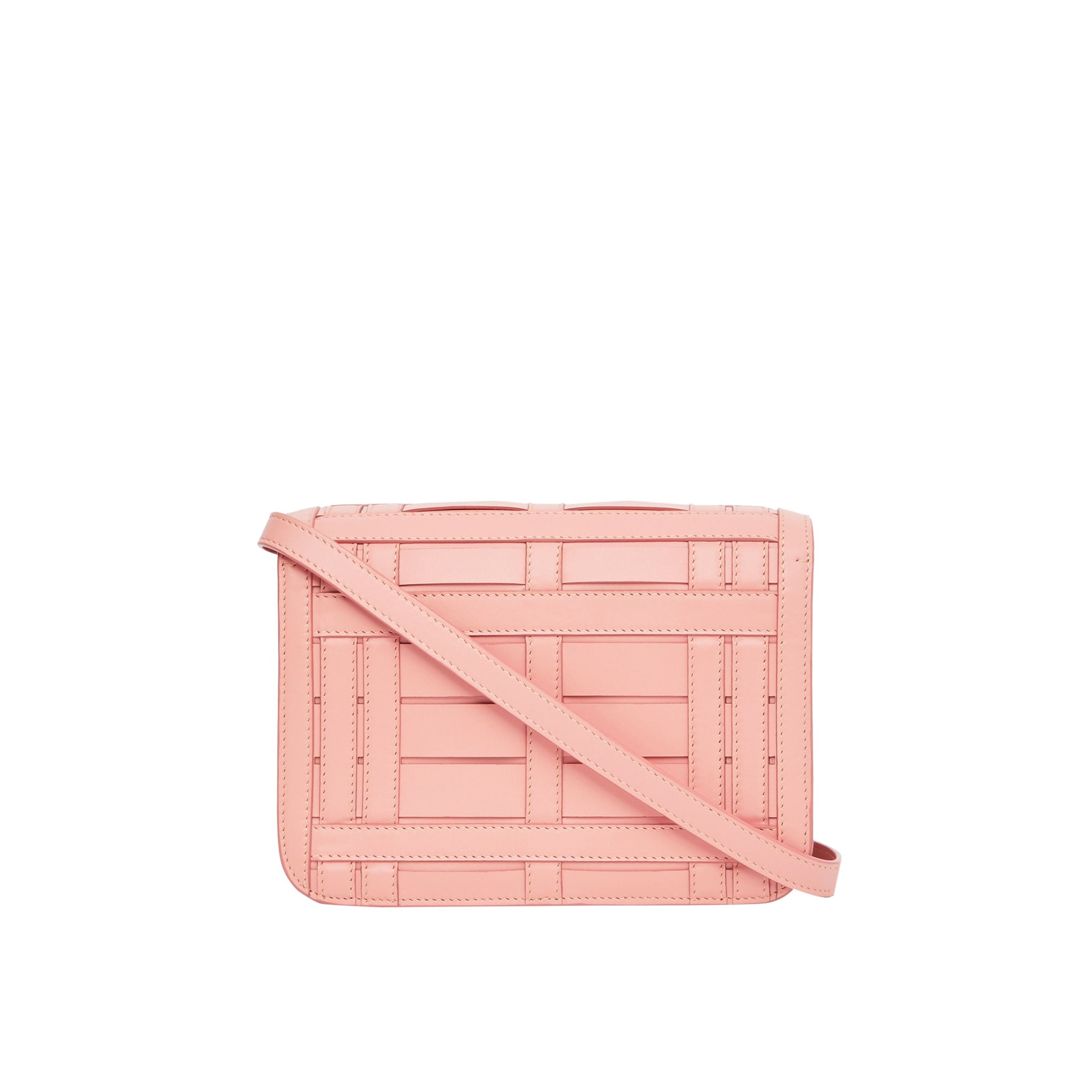 Petit sac TB en cuir tissé - Rose Blush