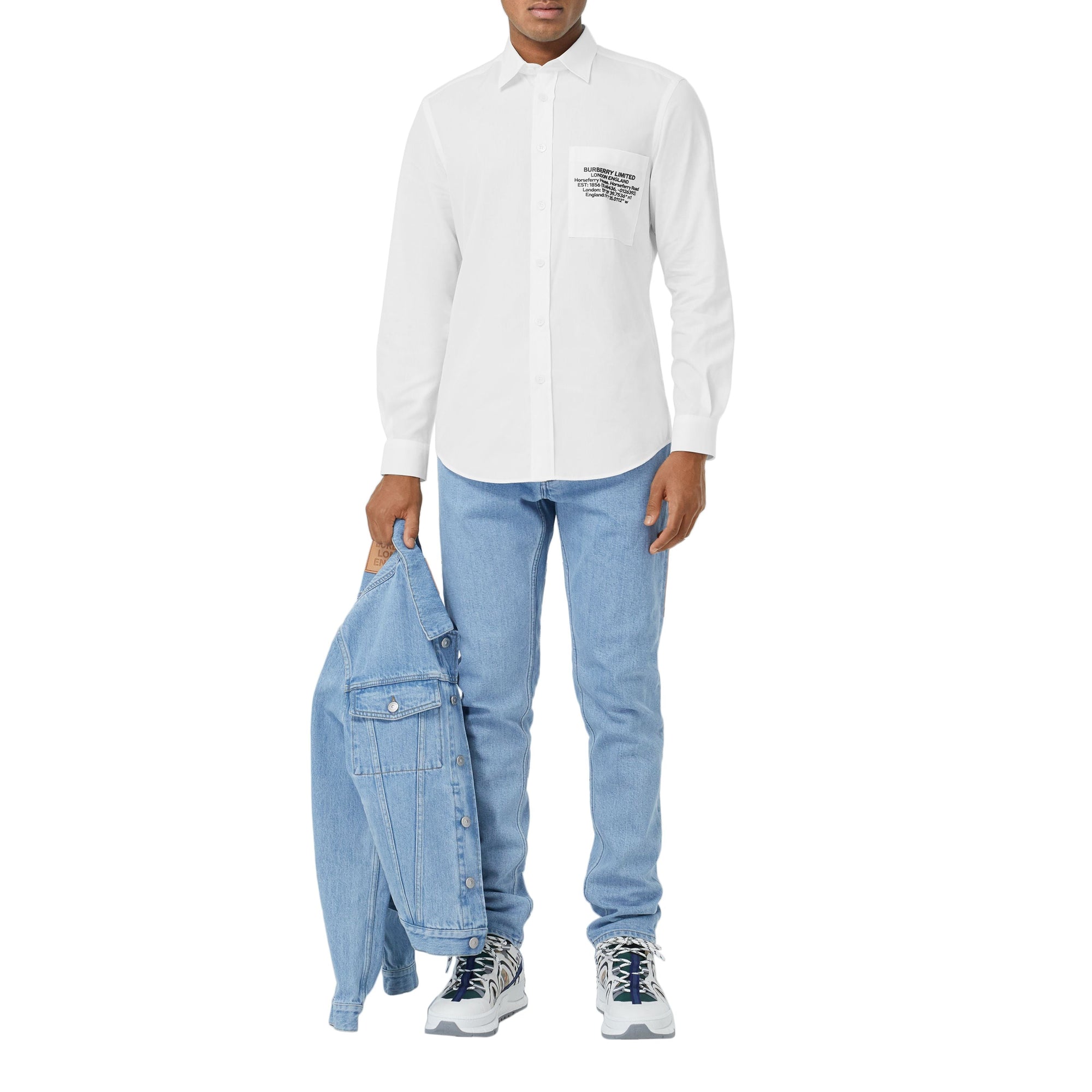 OPTIC WHITE Chemise en coton avec coordonnées géographiques