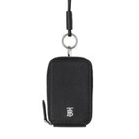 BLACK Porte-cartes en cuir grainé avec lanière