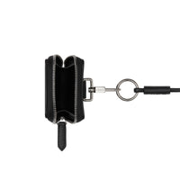 BLACK Porte-cartes en cuir grainé avec lanière