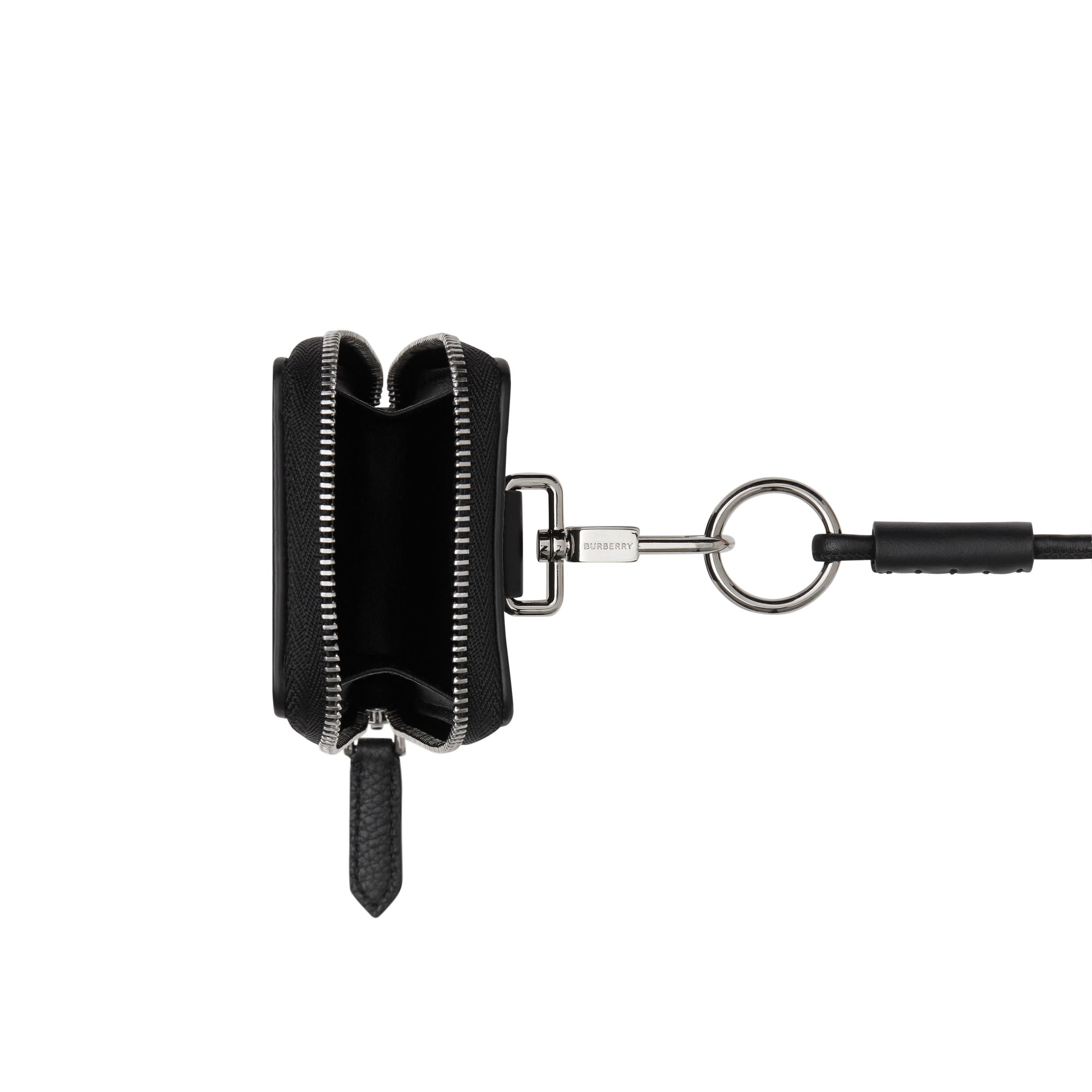 BLACK Porte-cartes en cuir grainé avec lanière