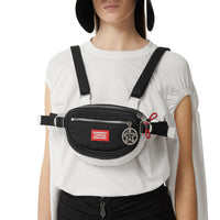 Sac à dos banane cannon en econyl® avec logo appliqué - Noir & blanc & rouge
