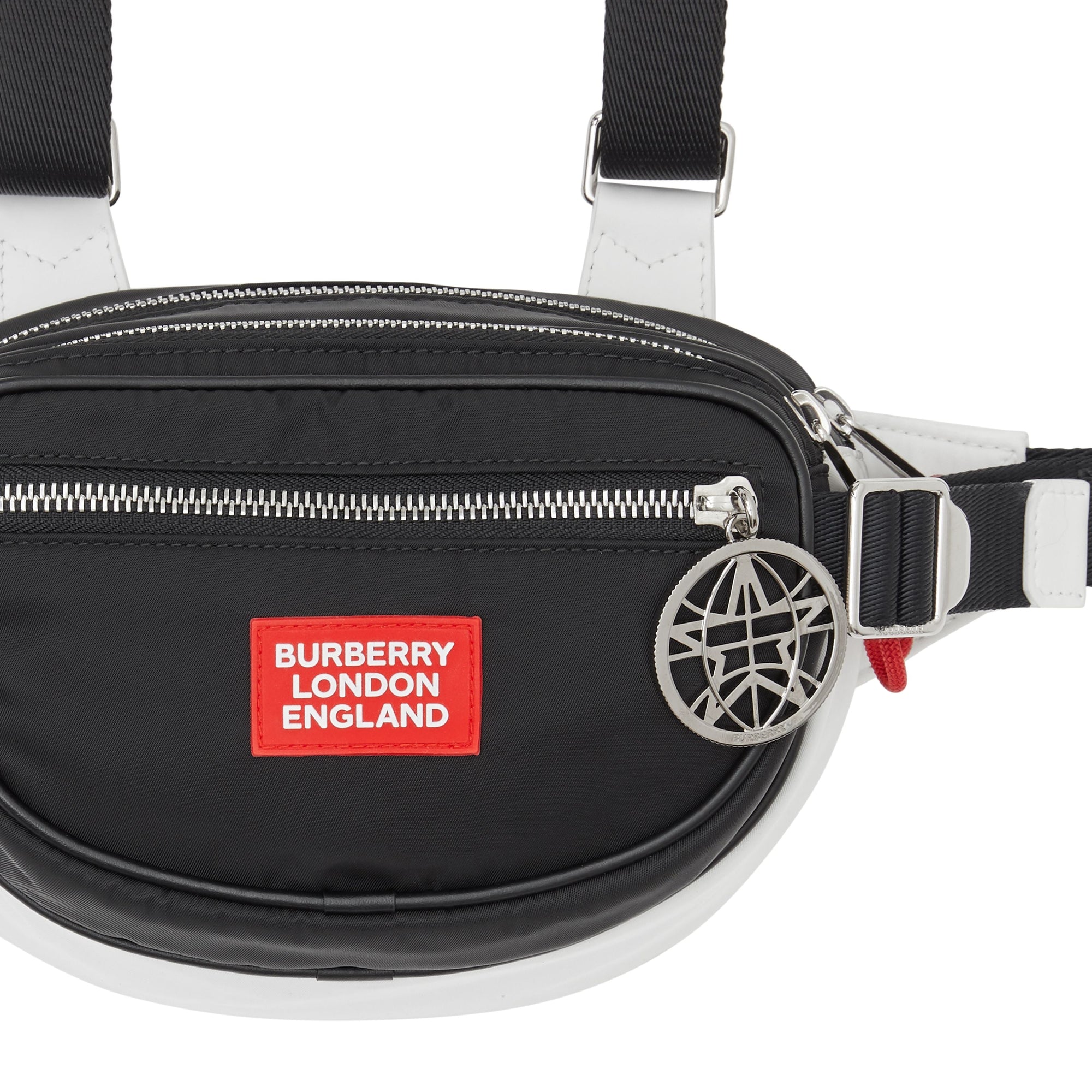 Sac à dos banane cannon en econyl® avec logo appliqué - Noir & blanc & rouge