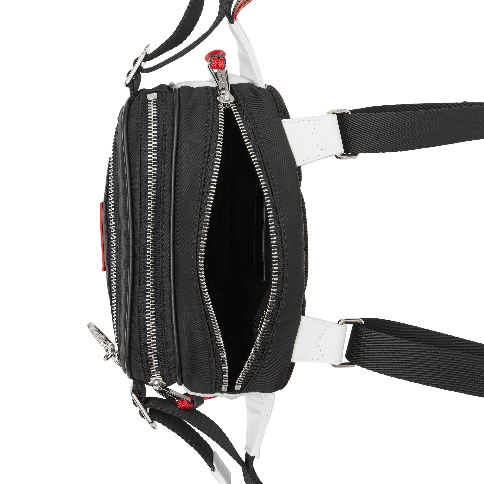 Sac à dos banane cannon en econyl® avec logo appliqué - Noir & blanc & rouge