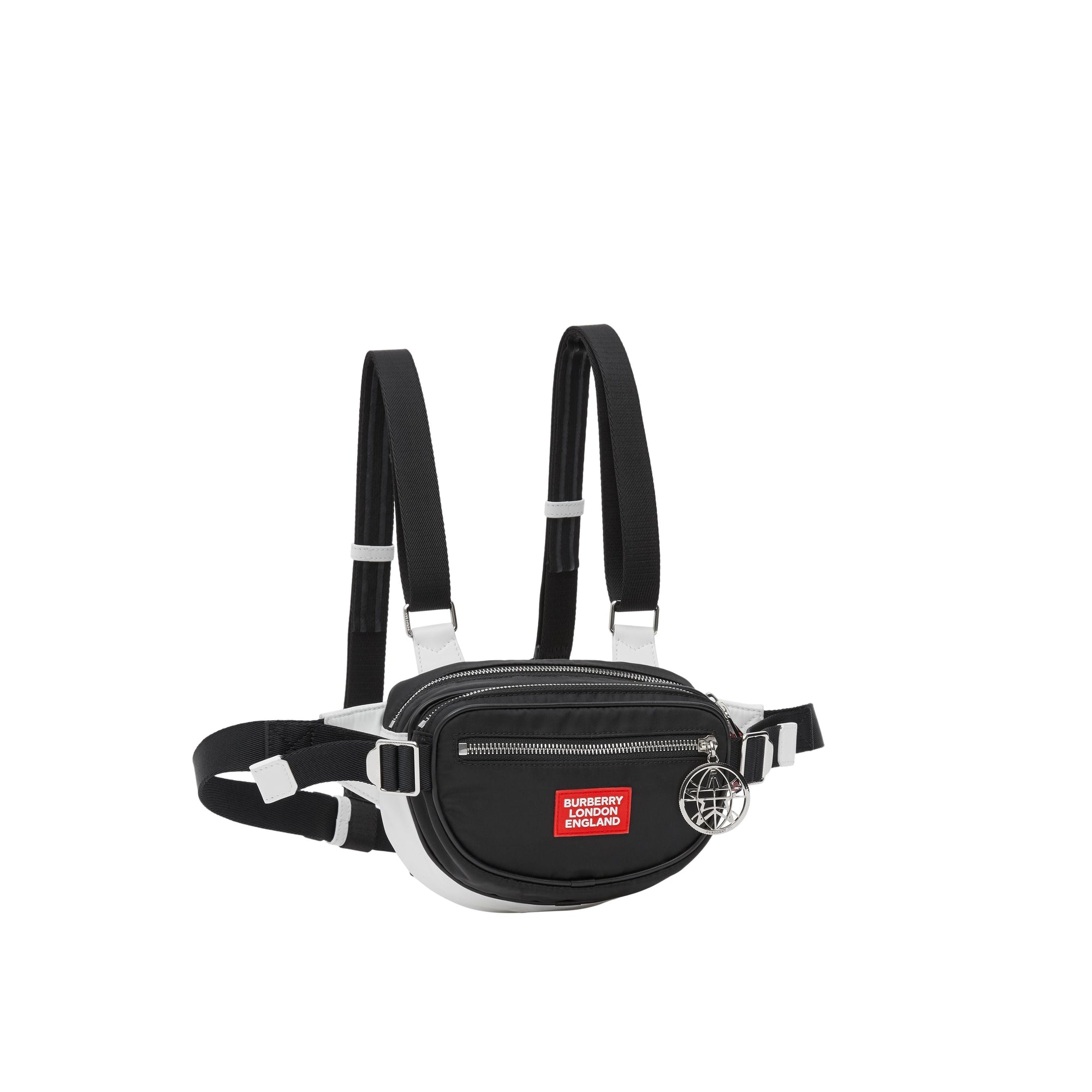 Sac à dos banane cannon en econyl® avec logo appliqué - Noir & blanc & rouge