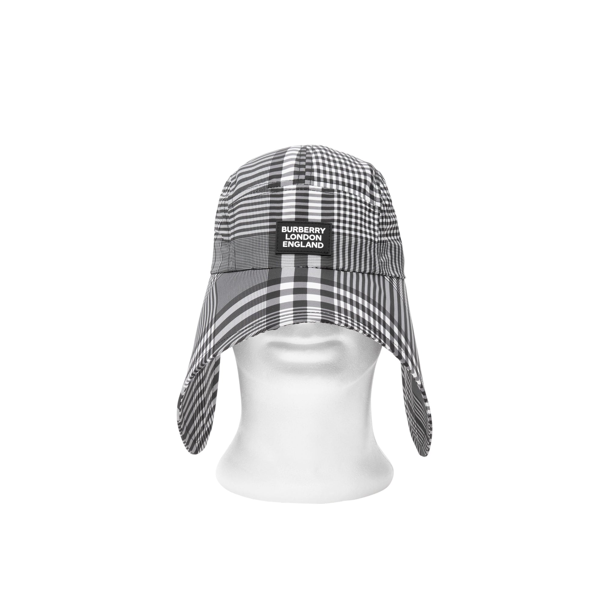 Casquette à bords larges check avec logo appliqué - Noir & blanc