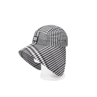 Casquette à bords larges check avec logo appliqué - Noir & blanc