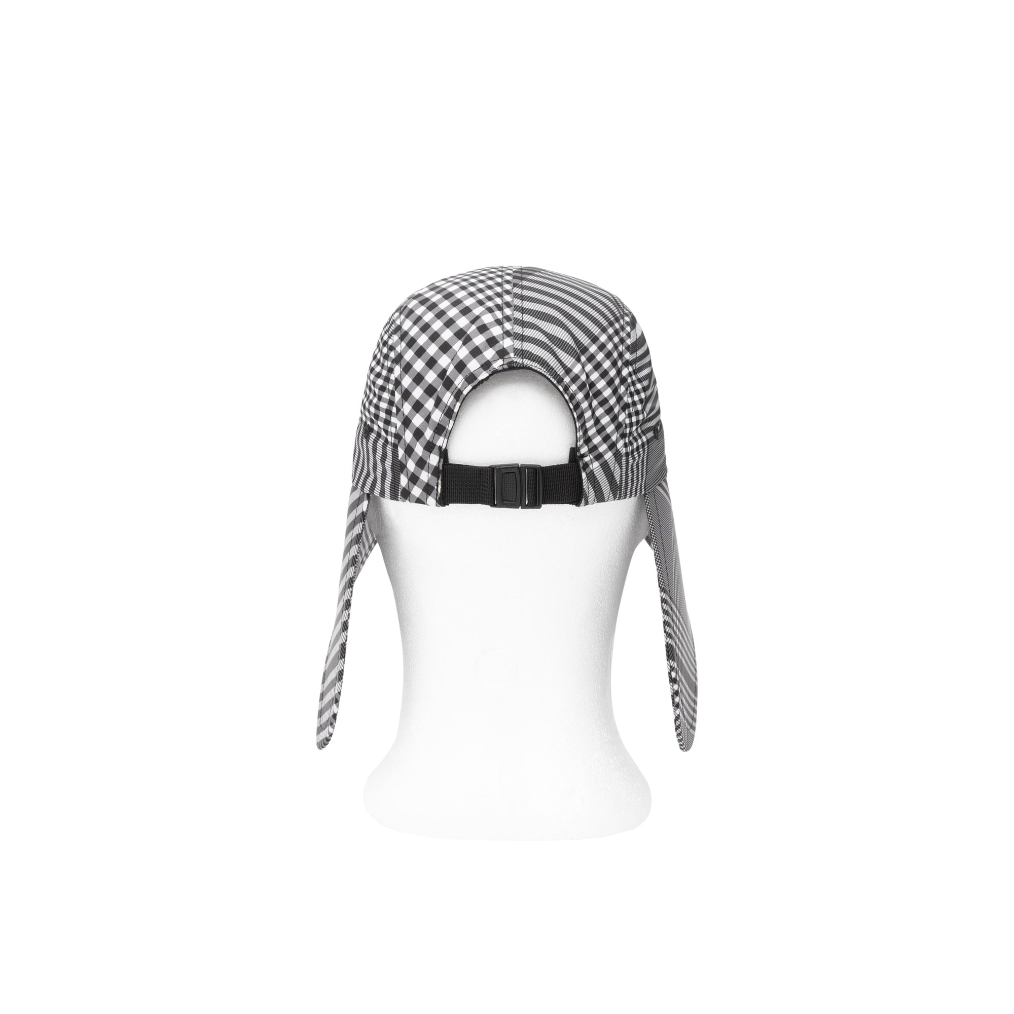 Casquette à bords larges check avec logo appliqué - Noir & blanc