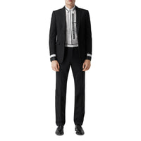 BLACK Pantalon de costume en laine avec cuir d'agneau