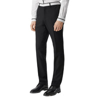 BLACK Pantalon de costume en laine avec cuir d'agneau
