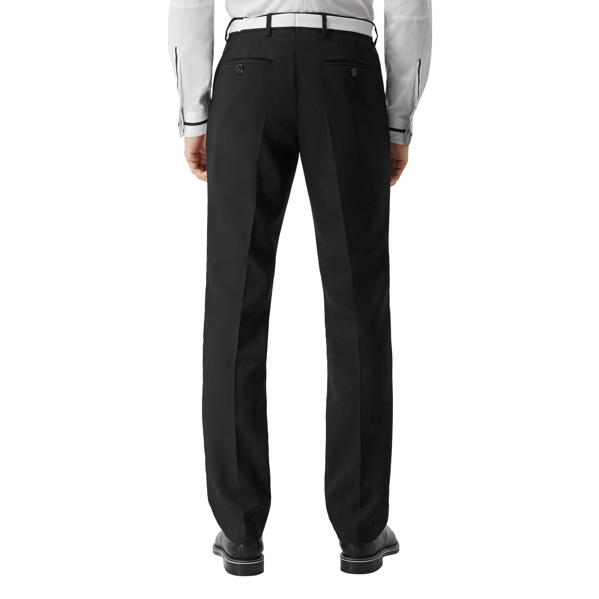 BLACK Pantalon de costume en laine avec cuir d'agneau