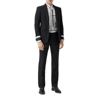 BLACK Pantalon de costume en laine avec cuir d'agneau