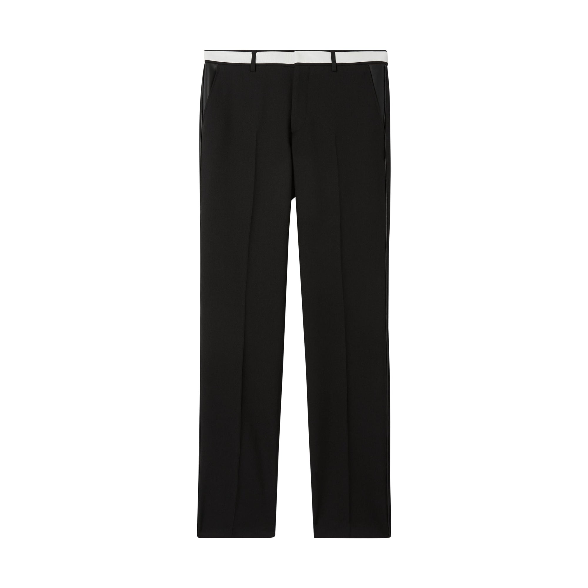 BLACK Pantalon de costume en laine avec cuir d'agneau