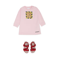 Robe pull en coton à imprimé daim - Rose bonbon
