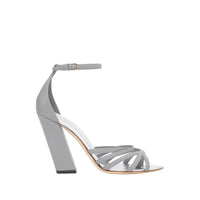 Sandales à bout fendu en cuir - Gris nuage