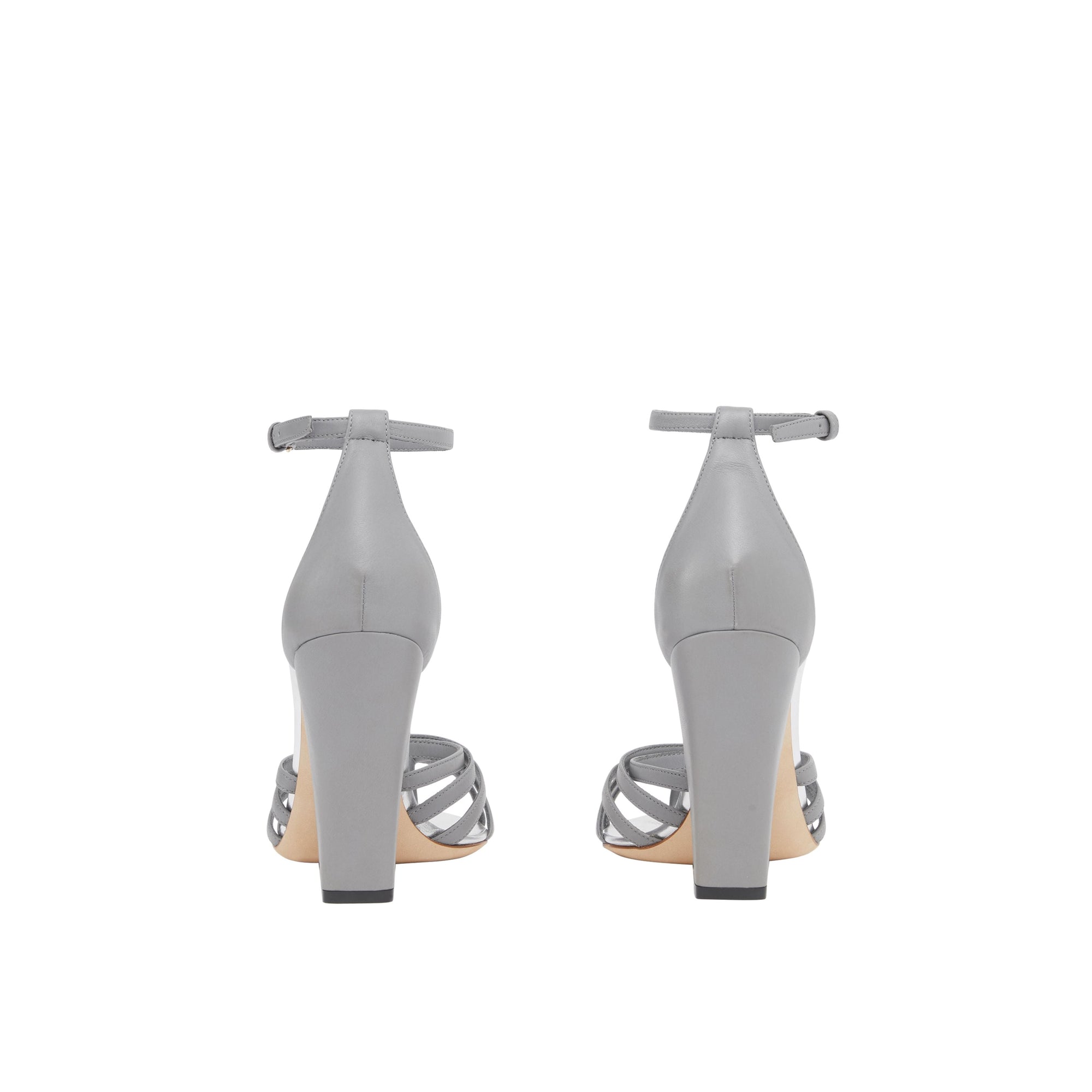 Sandales à bout fendu en cuir - Gris nuage