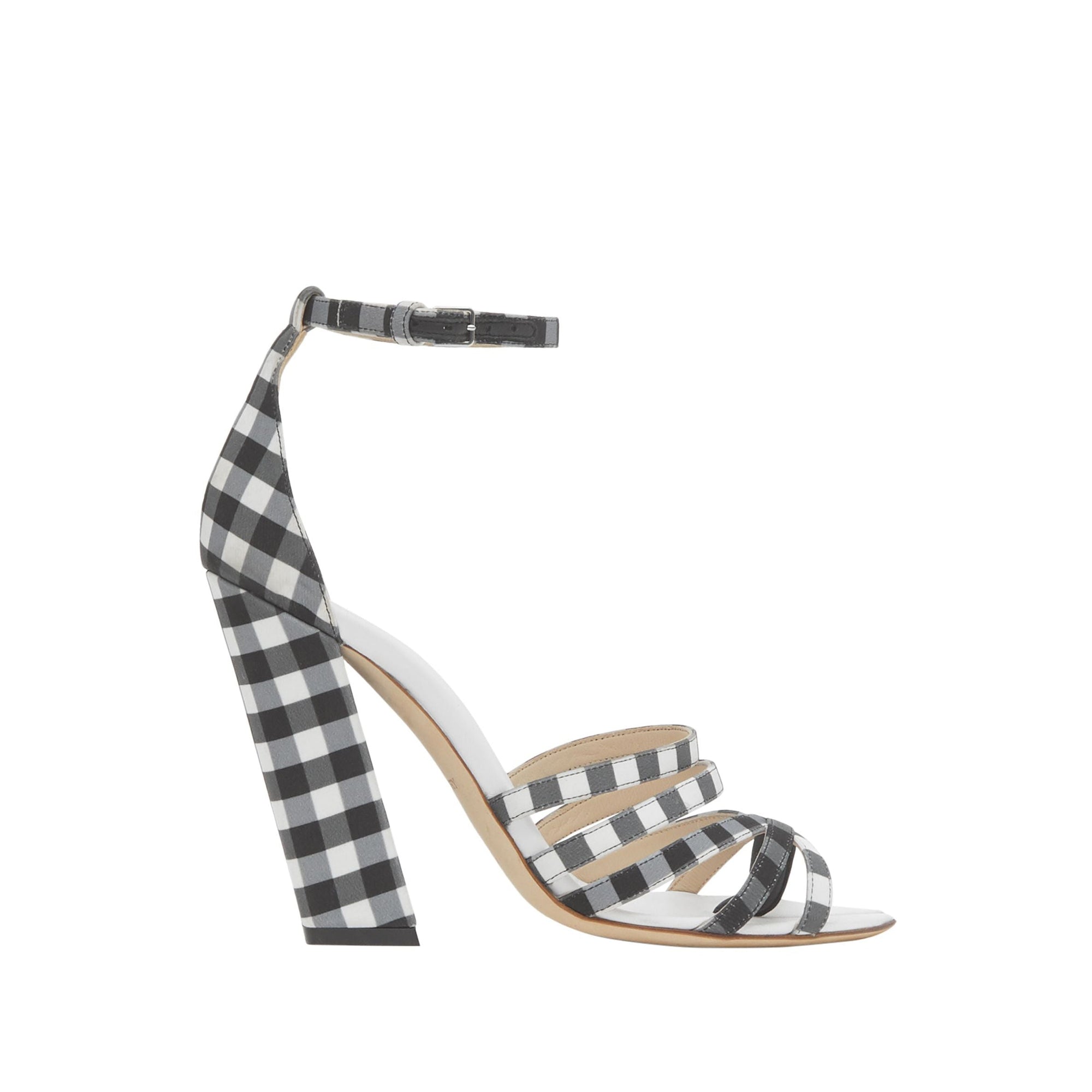 Sandales à bout fendu en coton vichy - Noir & blanc