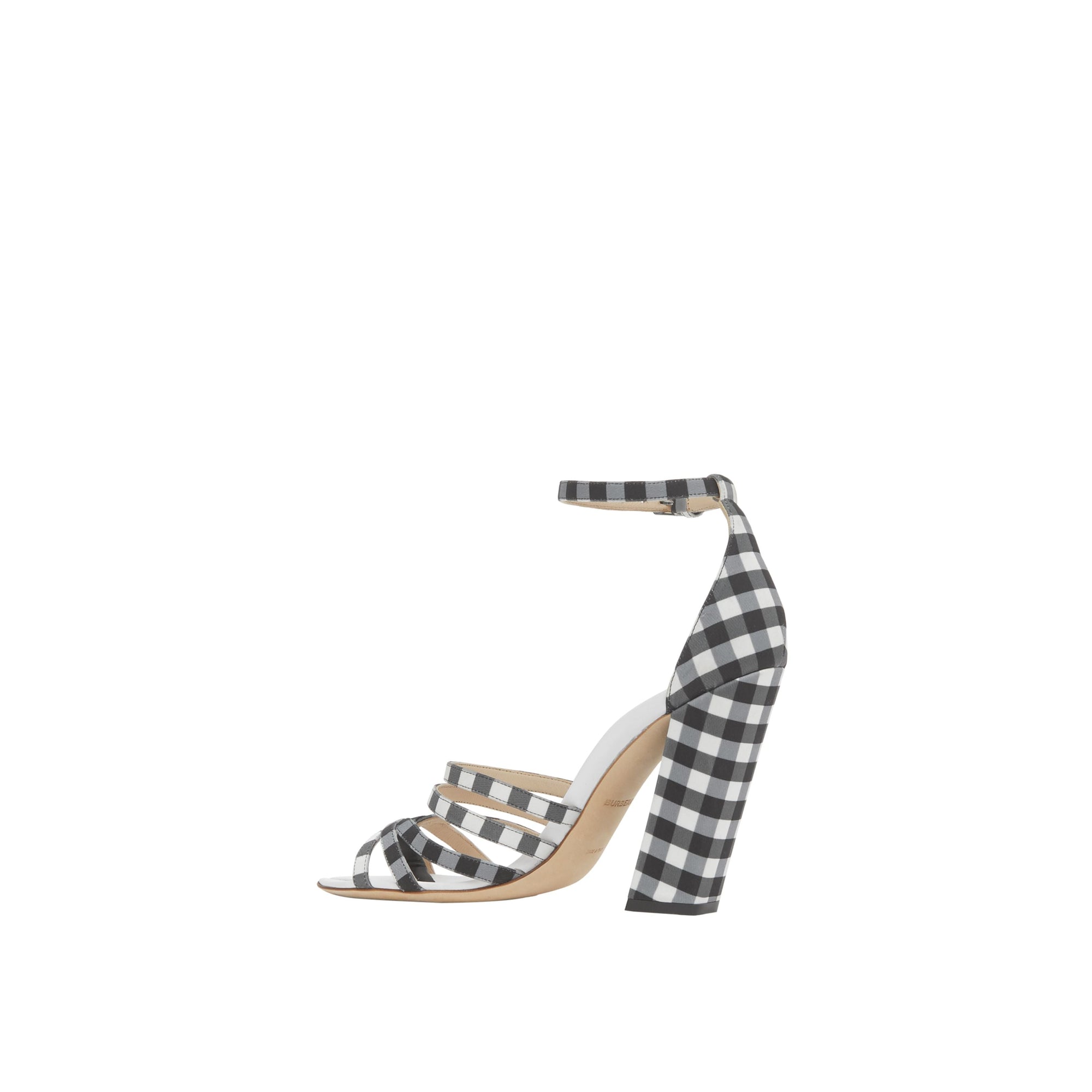 Sandales à bout fendu en coton vichy - Noir & blanc