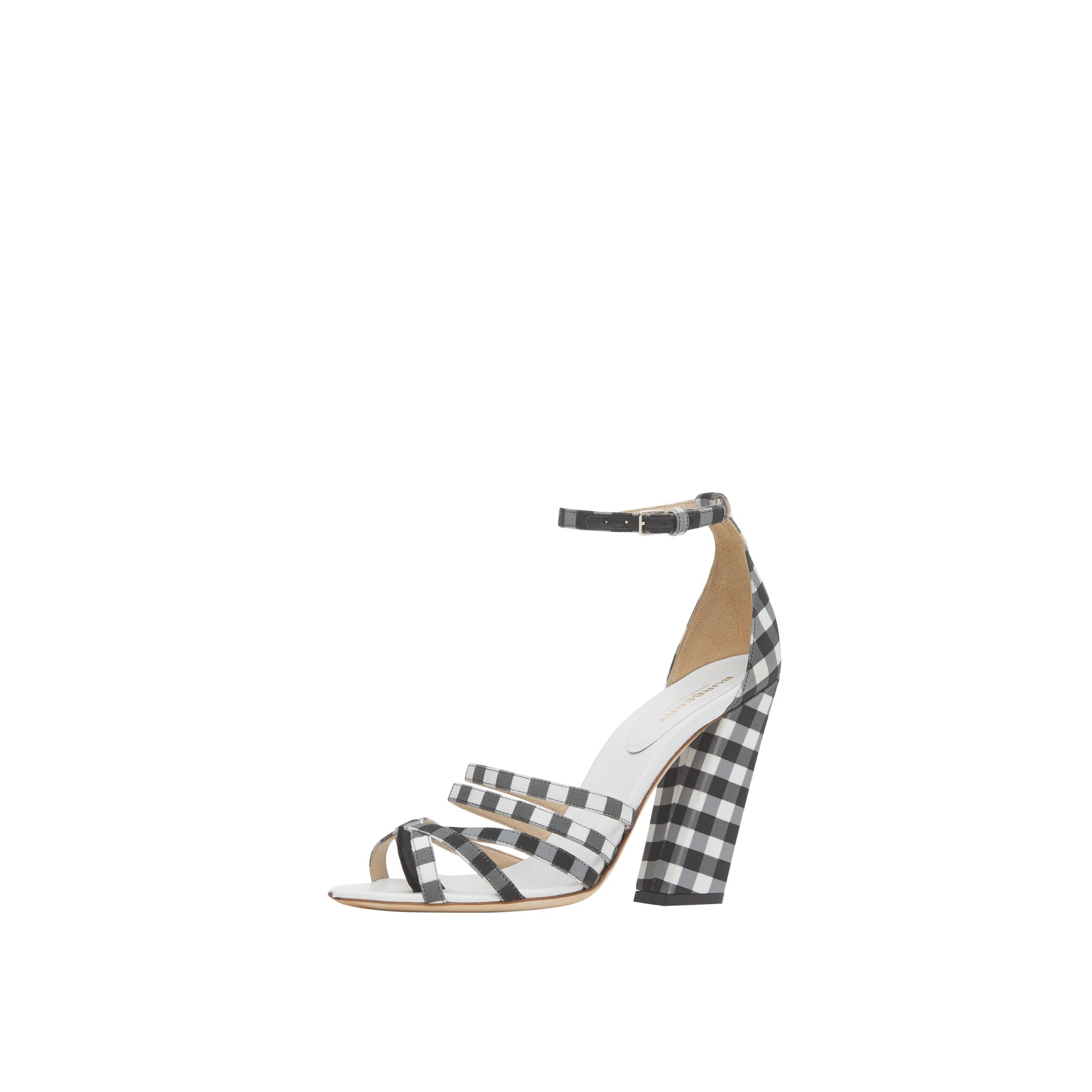 Sandales à bout fendu en coton vichy - Noir & blanc