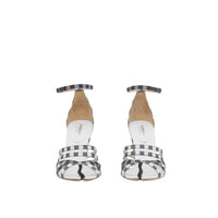 Sandales à bout fendu en coton vichy - Noir & blanc