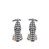 Sandales à bout fendu en coton vichy - Noir & blanc