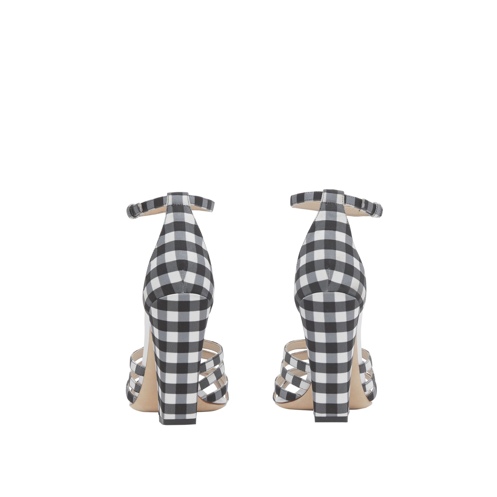 Sandales à bout fendu en coton vichy - Noir & blanc