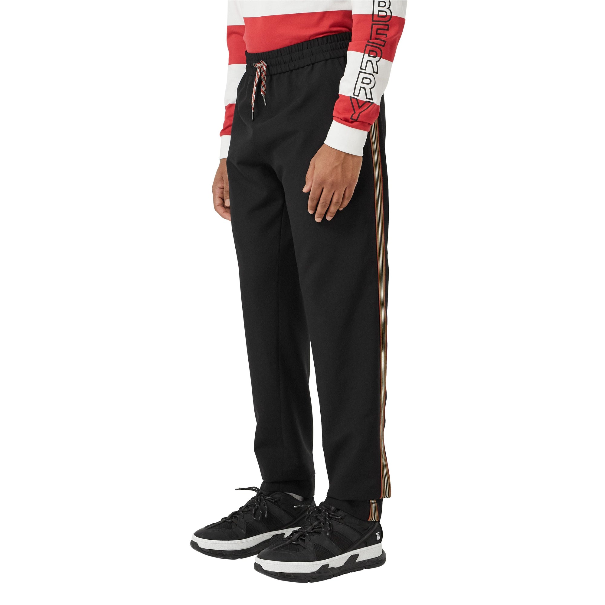 BLACK Pantalon de survêtement en laine et mohair à rayures iconiques