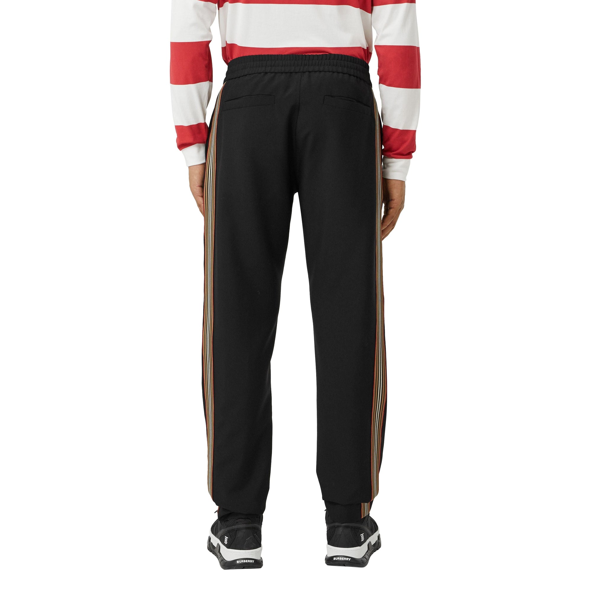 BLACK Pantalon de survêtement en laine et mohair à rayures iconiques