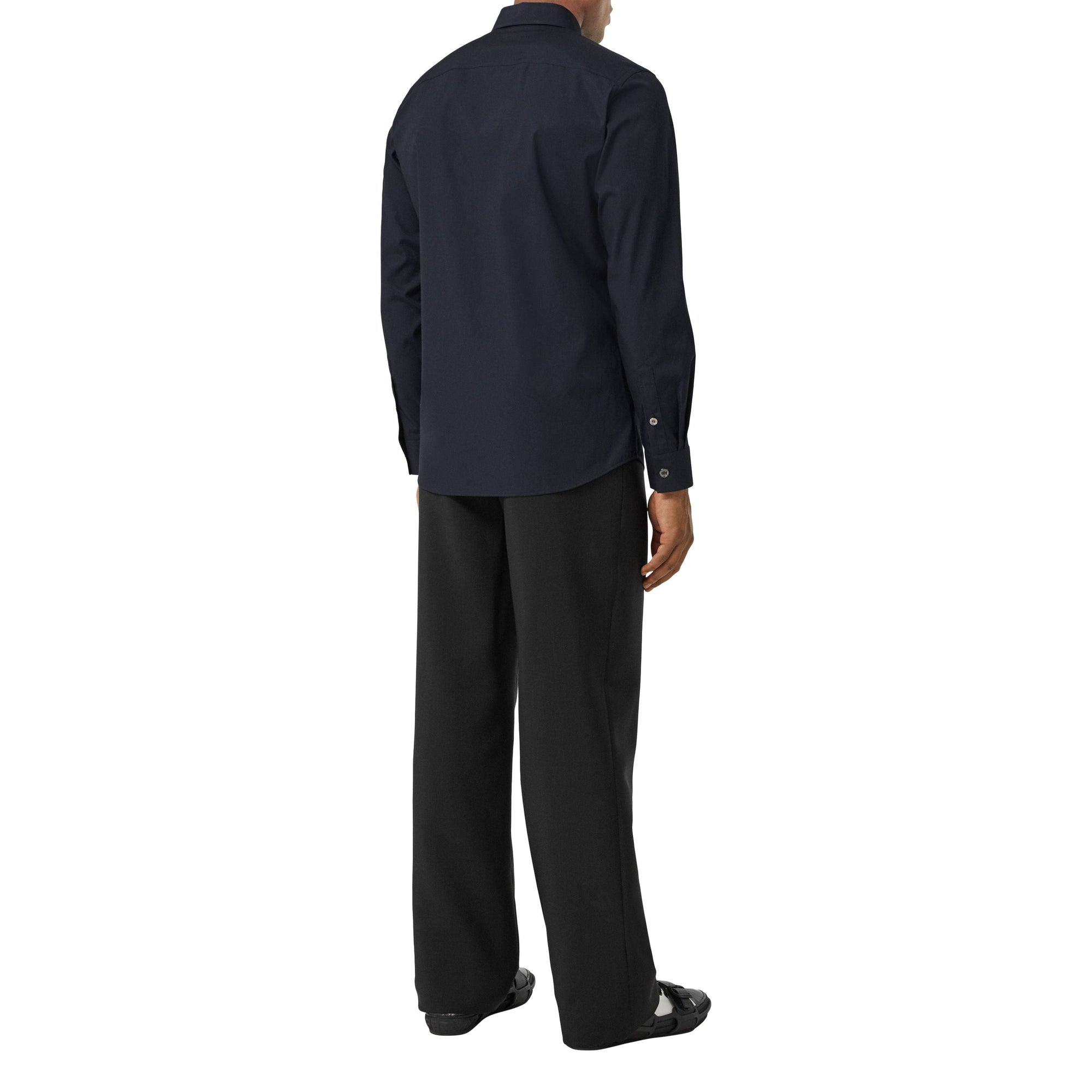 NAVY Chemise en popeline de coton stretch Monogram