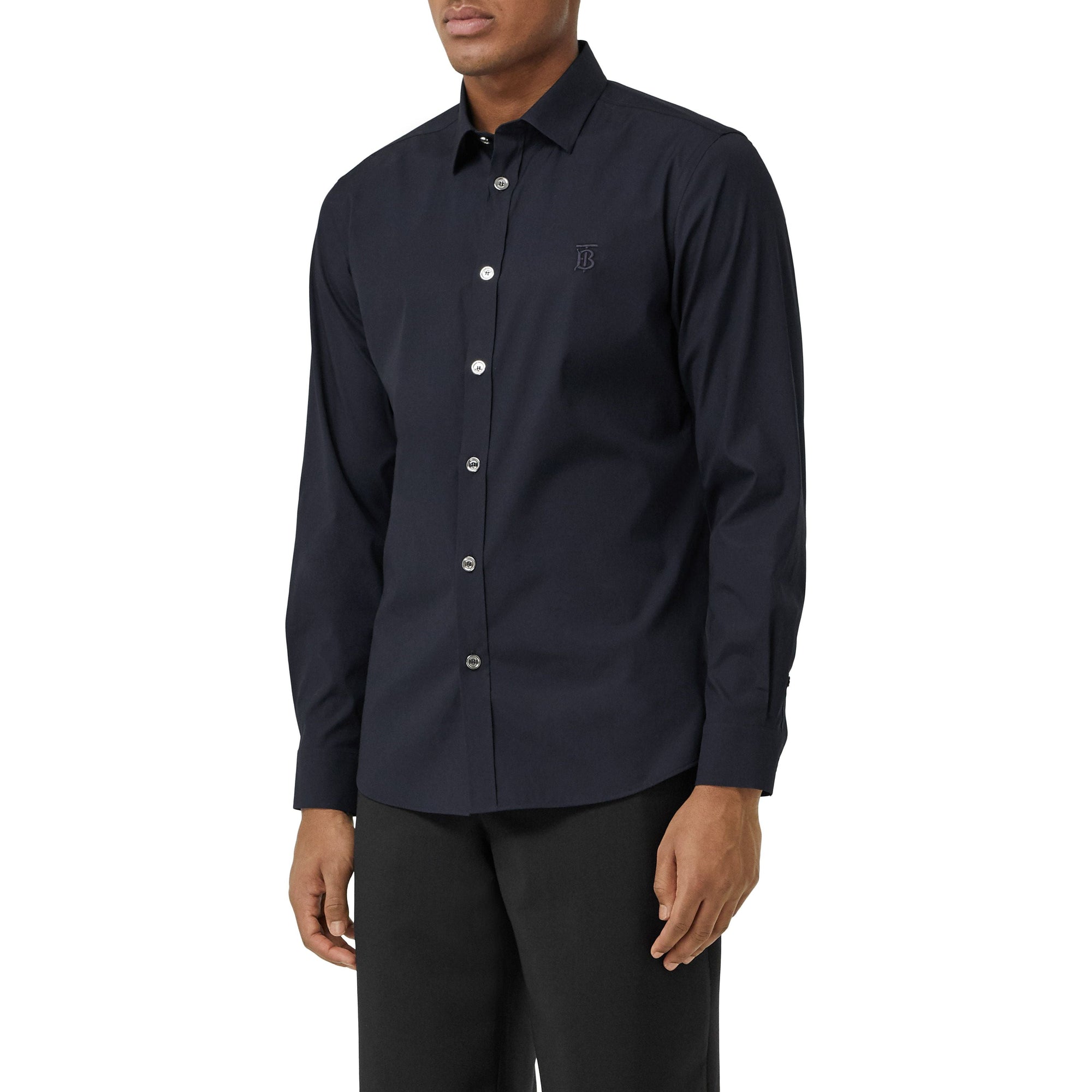 NAVY Chemise en popeline de coton stretch Monogram
